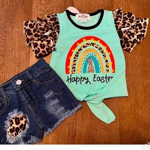 NWT 12-18M 2pc Rainbow outfit Easter Bunny